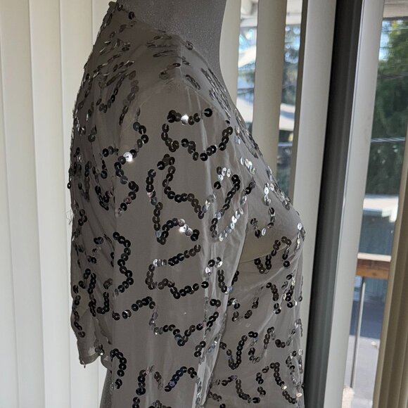 Ladies Cropped Sequin Cardigan Jacket Shirt Long Sleeve Top Betsey Johnson SZE L - Picture 5 of 15